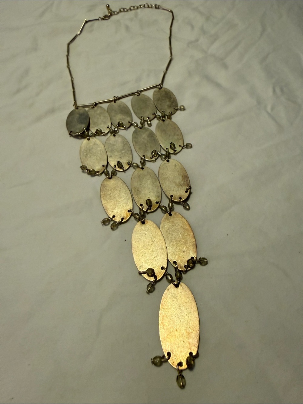 Vintage Silver tone Multi Oval Cascade Statement Necklace - Women Jewelry